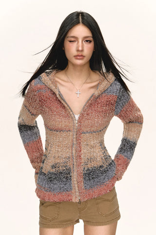 hooded cardigan coat