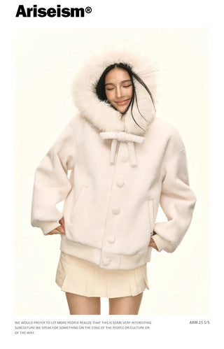 white fur coat
