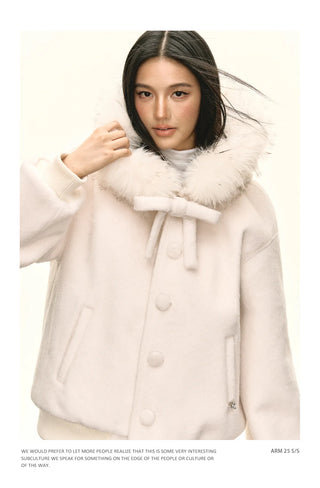 white fur coat