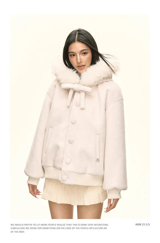 white fur coat