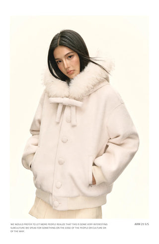 white fur coat