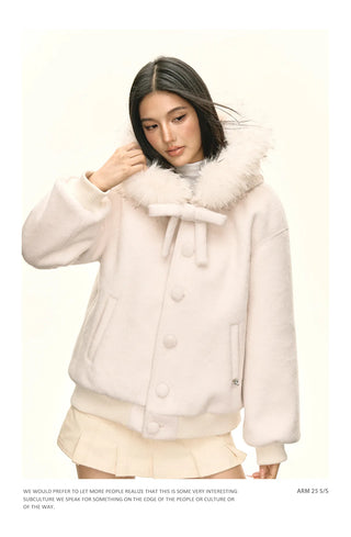 white fur coat