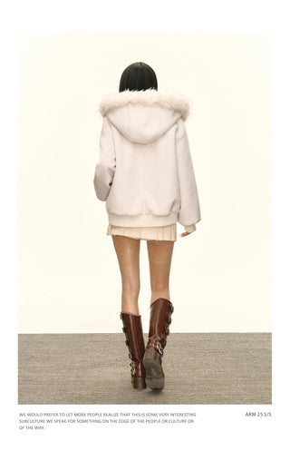 white fur coat