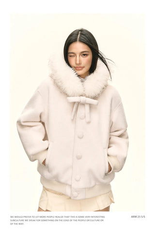 white fur coat