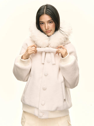 white fur coat