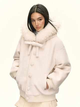 white fur coat