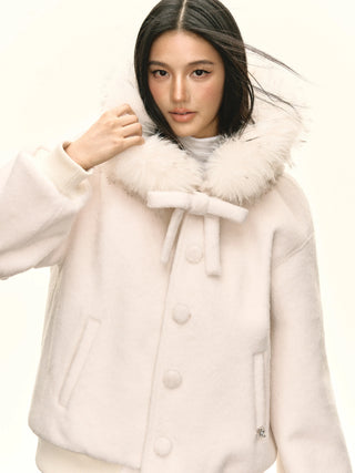 white fur coat
