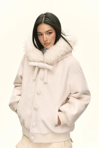white fur coat