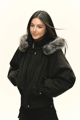 black puffer coat