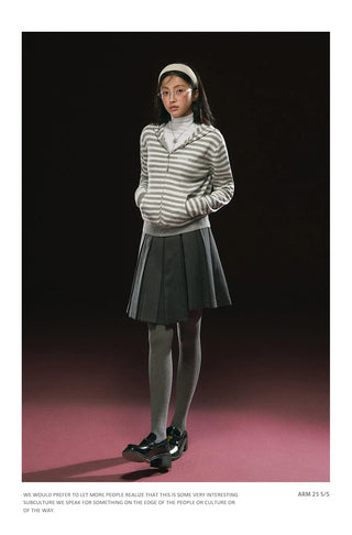 hooded striped cardigan