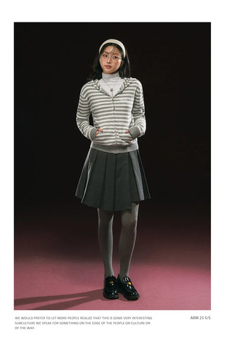 hooded striped cardigan