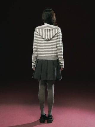 hooded striped cardigan