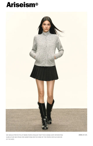 stand collar cardigan