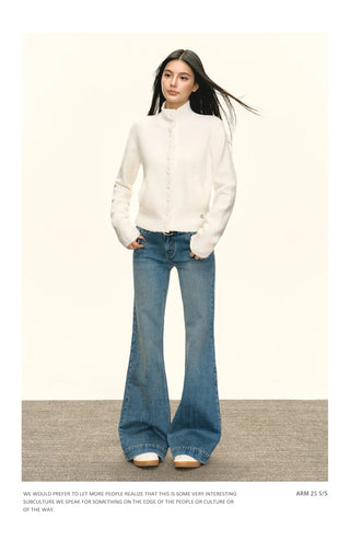 stand collar cardigan