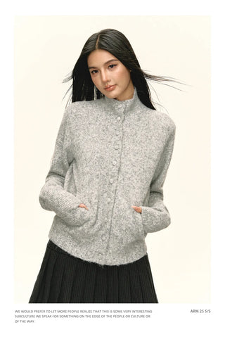 stand collar cardigan