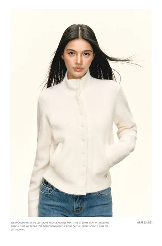 stand collar cardigan