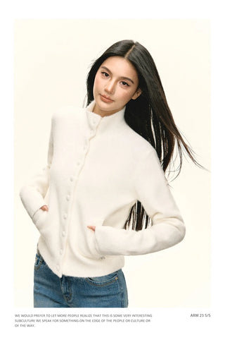 stand collar cardigan