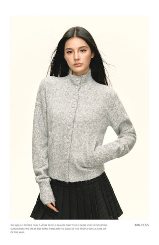 stand collar cardigan