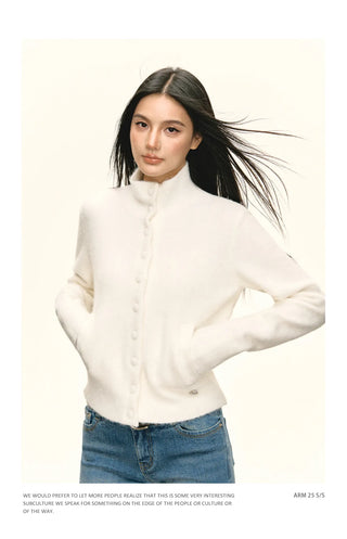 stand collar cardigan