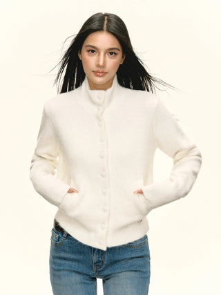 stand collar cardigan