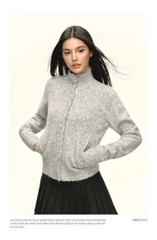 stand collar cardigan