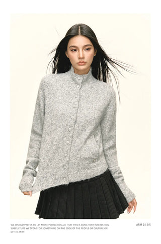 stand collar cardigan