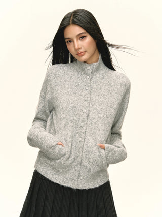 stand collar cardigan