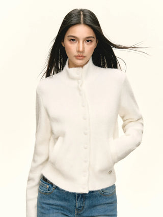 stand collar cardigan