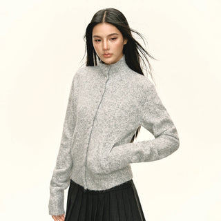 stand collar cardigan