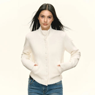 stand collar cardigan