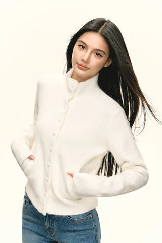 stand collar cardigan