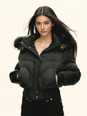 black hooded puffer