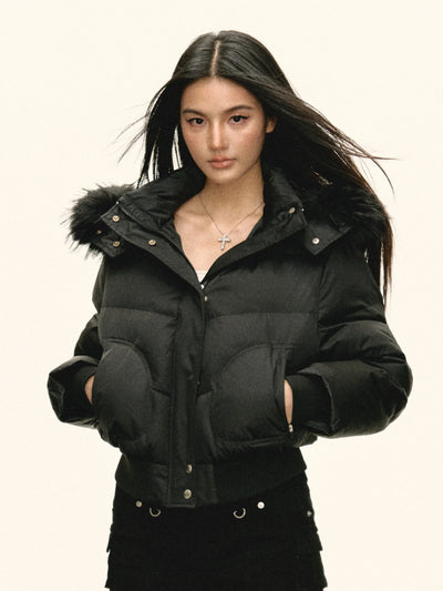 black hooded puffer