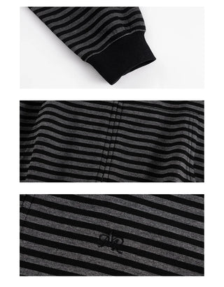 striped hooded cardigan