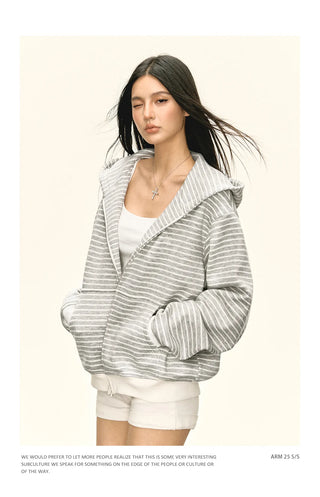 striped hooded cardigan
