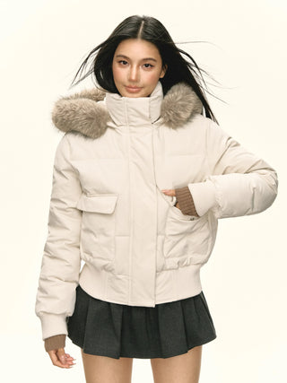 hooded puffer coat