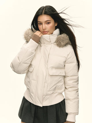 hooded puffer coat