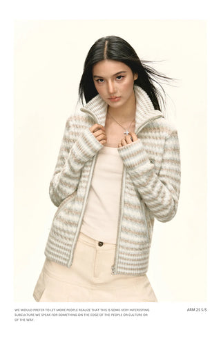 striped stand collar