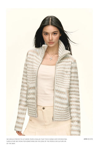 striped stand collar