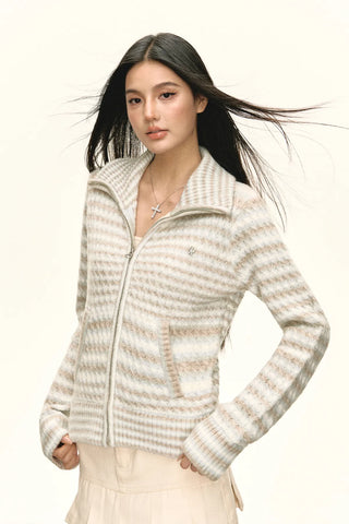 striped stand collar