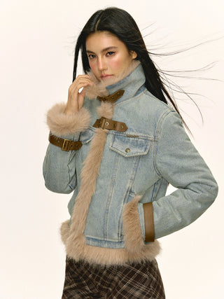 denim puffer coat