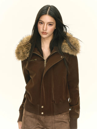 brown quilted coat