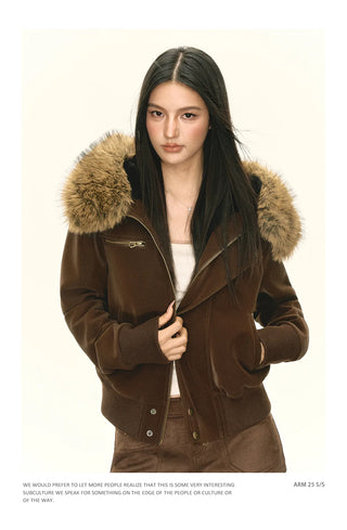 brown quilted coat