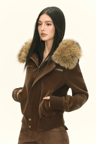 brown quilted coat