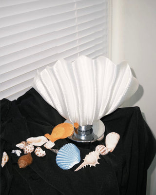 White Scallop Relief Table Lamp
