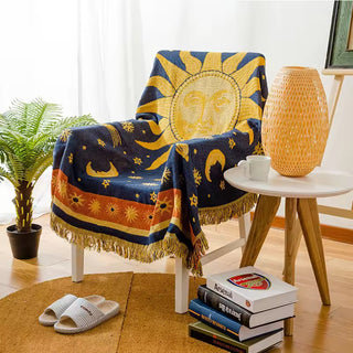Celestial Sun and Moon Woven Blanket