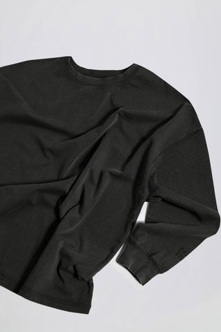 Acid Wash Long-Sleeve Oversized T-Shirt in Ash