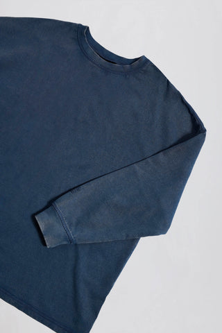 Acid Wash Long-Sleeve Oversized T-Shirt in Blue