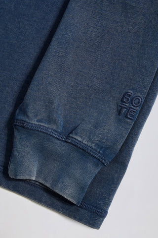 Acid Wash Long-Sleeve Oversized T-Shirt in Blue