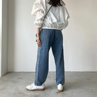 Side fringe denim pants